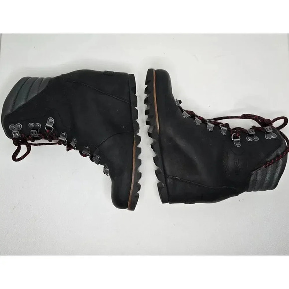SOREL Conquest Wedge Lace Up Waterproof Leather Boots Black Women's, Size 6.5 - Picture 4 of 10